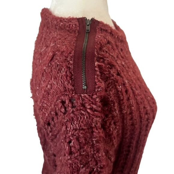 Loft Wine Colored Boat Neck Sweater. Textured. 3/4 Sleeves. Sz Sm. EUC! - Picture 3 of 11
